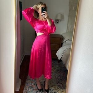 Rahi Dress Womens Large Cut Out‎ Pink Satin Gown